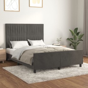 Estructura cama con cabecero terciopelo gris oscuro 140x200 cm de , Camas y somieres - Ref: Foro24-3125880, Precio: 211,99 €,...