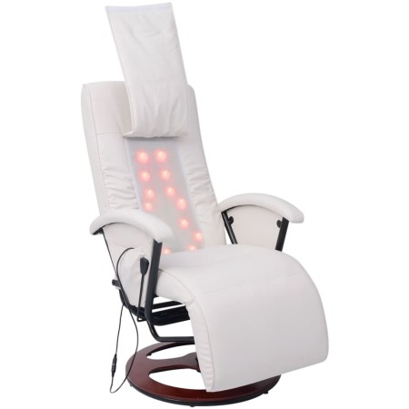 Sillón de masaje shiatsu cuero sintético blanco de vidaXL, Sillones de masaje eléctricos - Ref: Foro24-242509, Precio: 358,99...