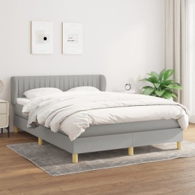 Box spring bed with light gray fabric mattress 140x200 cm by , Beds and slatted bases - Ref: Foro24-3126965, Price: 453,21 €,...