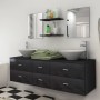 Conjunto de muebles de baño con lavabo y grifo 9 piezas negro de vidaXL, Muebles de baño - Ref: Foro24-273689, Precio: 427,35...