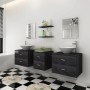 Conjunto de muebles de baño con lavabo y grifo 9 piezas negro de vidaXL, Muebles de baño - Ref: Foro24-273689, Precio: 427,35...