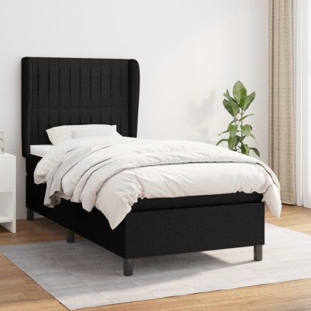 Box spring bed with black fabric mattress 100x200 cm by , Beds and slatted bases - Ref: Foro24-3128103, Price: 362,19 €, Disc...