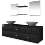 Conjunto de muebles de baño con lavabo y grifo 9 piezas negro de vidaXL, Muebles de baño - Ref: Foro24-273689, Precio: 427,35...