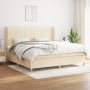 Cama box spring con colchón tela color crema 200x200 cm de , Camas y somieres - Ref: Foro24-3128714, Precio: 720,87 €, Descue...