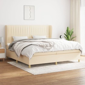 Box spring bed with cream fabric mattress 200x200 cm by , Beds and slatted bases - Ref: Foro24-3128714, Price: 694,31 €, Disc...