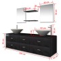 Conjunto de muebles de baño con lavabo y grifo 9 piezas negro de vidaXL, Muebles de baño - Ref: Foro24-273689, Precio: 427,35...