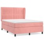 Box spring bed with pink velvet mattress 140x200 cm by , Beds and slatted bases - Ref: Foro24-3129338, Price: 480,99 €, Disco...