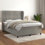 Box spring bed with light gray velvet mattress 140x200 cm by , Beds and slatted bases - Ref: Foro24-3129333, Price: 543,98 €,...