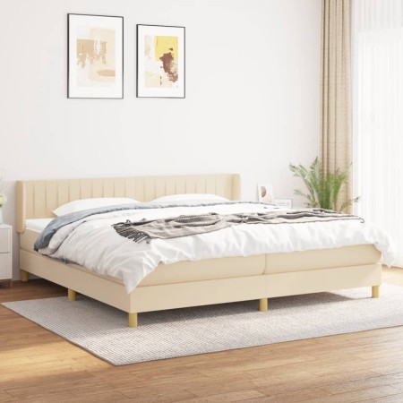 Box spring bed with cream fabric mattress 200x200 cm by , Beds and slatted bases - Ref: Foro24-3130462, Price: 611,63 €, Disc...