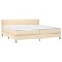 Cama box spring con colchón tela color crema 200x200 cm de , Camas y somieres - Ref: Foro24-3130462, Precio: 611,63 €, Descue...