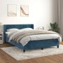 Box spring bed with dark blue velvet mattress 140x200 cm by , Beds and slatted bases - Ref: Foro24-3131085, Price: 441,87 €, ...