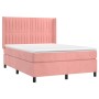 Box spring bed with pink velvet mattress 140x200 cm by , Beds and slatted bases - Ref: Foro24-3132806, Price: 521,99 €, Disco...