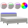 Cama box spring colchón y luces LED tela gris claro 160x200 cm de , Camas y somieres - Ref: Foro24-3133325, Precio: 525,75 €,...