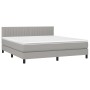 Box spring bed mattress and LED lights light gray fabric 160x200 cm by , Beds and slatted bases - Ref: Foro24-3133325, Price:...