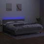 Box spring bed mattress and LED lights light gray fabric 160x200 cm by , Beds and slatted bases - Ref: Foro24-3133325, Price:...