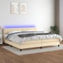 Cama box spring colchón y luces LED tela crema 200x200 cm de , Camas y somieres - Ref: Foro24-3133346, Precio: 636,67 €, Desc...