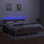 Box spring bed with LED mattress taupe gray fabric 160x200 cm by , Beds and slatted bases - Ref: Foro24-3133809, Price: 507,9...