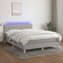 Box spring bed mattress and LED lights light gray fabric 140x200 cm by , Beds and slatted bases - Ref: Foro24-3133877, Price:...