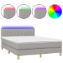 Cama box spring colchón y luces LED tela gris claro 140x200 cm de , Camas y somieres - Ref: Foro24-3133877, Precio: 451,61 €,...