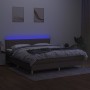 Box spring bed with LED mattress taupe gray fabric 160x200 cm by , Beds and slatted bases - Ref: Foro24-3133889, Price: 508,9...