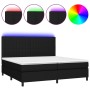 Cama box spring colchón y luces LED tela negro 200x200 cm de , Camas y somieres - Ref: Foro24-3135063, Precio: 711,32 €, Desc...