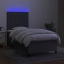 Boxspringbettmatratze und LED-Leuchten dunkelgrauer Stoff 100x200 cm von , Betten und Lattenroste - Ref: Foro24-3135014, Prei...