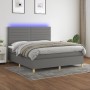 Cama box spring colchón y luces LED tela gris oscuro 160x200 cm de , Camas y somieres - Ref: Foro24-3135526, Precio: 565,24 €...