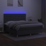 Cama box spring colchón y luces LED tela gris oscuro 160x200 cm de , Camas y somieres - Ref: Foro24-3135526, Precio: 554,68 €...