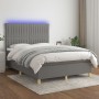 Cama box spring colchón y luces LED tela gris oscuro 140x200 cm de , Camas y somieres - Ref: Foro24-3135598, Precio: 512,04 €...