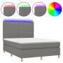 Cama box spring colchón y luces LED tela gris oscuro 140x200 cm de , Camas y somieres - Ref: Foro24-3135598, Precio: 512,04 €...