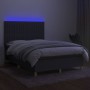 Box spring bed mattress and LED lights dark gray fabric 140x200 cm by , Beds and slatted bases - Ref: Foro24-3135598, Price: ...