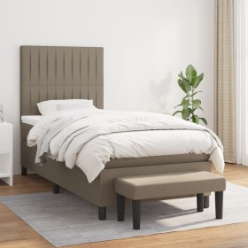 Box spring bed with taupe gray fabric mattress 80x200 cm by , Beds and slatted bases - Ref: Foro24-3136713, Price: 385,72 €, ...