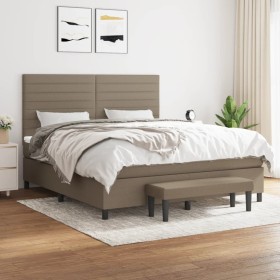 Box spring bed with taupe gray fabric mattress 160x200 cm by , Beds and slatted bases - Ref: Foro24-3136689, Price: 656,99 €,...