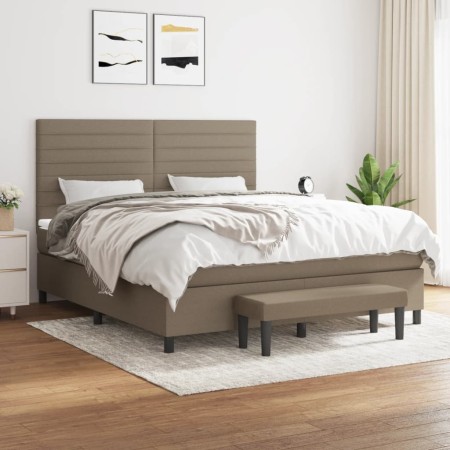 Box spring bed with taupe gray fabric mattress 160x200 cm by , Beds and slatted bases - Ref: Foro24-3136689, Price: 643,54 €,...