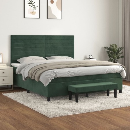 Boxspringbett mit dunkelgrüner Samtmatratze 160x200 cm von , Betten und Lattenroste - Ref: Foro24-3137914, Preis: 605,73 €, R...