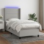 Box spring bed mattress and LED lights light gray fabric 80x200 cm by , Beds and slatted bases - Ref: Foro24-3138349, Price: ...