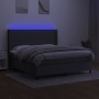 Box spring bed mattress and LED lights dark gray fabric 160x200 cm by , Beds and slatted bases - Ref: Foro24-3138486, Price: ...