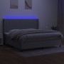 Cama box spring con colchón tela y LED gris claro 200x200 cm de , Camas y somieres - Ref: Foro24-3138501, Precio: 698,67 €, D...