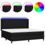 Cama box spring colchón y luces LED tela negro 200x200 cm de , Camas y somieres - Ref: Foro24-3138503, Precio: 729,30 €, Desc...