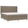 Boxspringbett mit Matratze und LED-Leuchten taupegrauer Stoff 160x200 cm von , Betten und Lattenroste - Ref: Foro24-3138969, ...