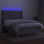 Box spring bed mattress and LED lights light gray fabric 140x200 cm by , Beds and slatted bases - Ref: Foro24-3139037, Price:...