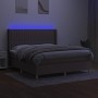 Boxspringbett mit Matratze und LED-Leuchten taupegrauer Stoff 160x200 cm von , Betten und Lattenroste - Ref: Foro24-3139049, ...