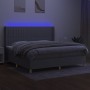 Box spring bed with fabric mattress and light gray LED 200x200 cm by , Beds and slatted bases - Ref: Foro24-3139061, Price: 6...