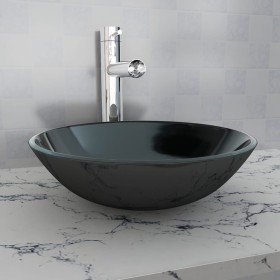 Lavabo de vidrio templado negro 42 cm de vidaXL, Lavabos - Ref: Foro24-142231, Precio: 51,64 €, Descuento: %