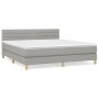 Box spring bed with light gray fabric mattress 160x200 cm by , Beds and slatted bases - Ref: Foro24-3140705, Price: 484,21 €,...