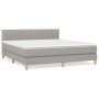 Box spring bed with light gray fabric mattress 160x200 cm by , Beds and slatted bases - Ref: Foro24-3140785, Price: 494,15 €,...