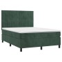 Box spring bed with mattress and LED dark green velvet 140x190cm by , Beds and slatted bases - Ref: Foro24-3136242, Price: 50...