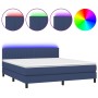 Cama box spring colchón y luces LED tela azul 160x200 cm de , Camas y somieres - Ref: Foro24-3133331, Precio: 506,99 €, Descu...