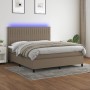 Boxspringbett mit Matratze und LED-Leuchten taupegrauer Stoff 160x200 cm von , Betten und Lattenroste - Ref: Foro24-3135049, ...