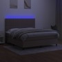 Boxspringbett mit Matratze und LED-Leuchten taupegrauer Stoff 160x200 cm von , Betten und Lattenroste - Ref: Foro24-3135049, ...